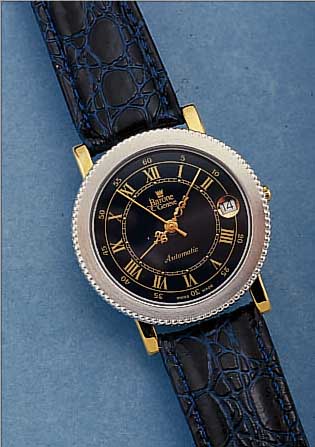 BARONE HERRENARMBANDUHR AUTOMATIK, SCHWEIZ UM 1997, METALL HARTVERG., TEILW. RHOD., BEIDS. MINERALVERGL., ZIFFERBL. U. ZEIGER ...