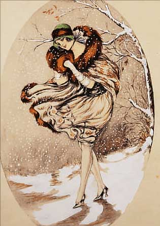 VIER LITHOGRAPHIEN, UM 1900, DIE VIER JAHRESZEITEN, KOLORIERT, UNTER GLAS, 33 X 27 CM
