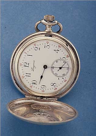 LONGINES HERRENTASCHENUHR SAVONETTE, REF. NR. 2614231, SCHWEIZ UM 1892, 900ER SILBER, WERKKONSTRUKTION UM 1889, BEIDE SCHALEN ...