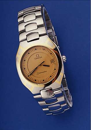 OMEGA HERRENARMBANDUHR, SEAMASTER QUARTZ, REF.NR. 3961022, SCHWEIZ UM 1986, EDELSTAHL INCL. EDELST.-BAND M. UNSICHTB. SICHERHEITS- FALTSCHL., ...