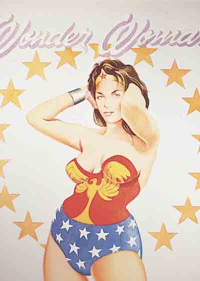 RAMOS MEL, GEB, 1935, FARBLITHOGRAFIE AUS DER REIHE SIX GIRLS, WONDER WOMAN, HANDSIGNIERT UND DAT. 16/60, CA. 60 X ...
