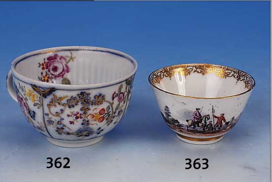 KOPPCHEN, MEISSEN, UM 1730, PORZELLAN, FEINEBUNTE BEMALUNG, UMLAUFEND WEITE LANDSCHAFTS- U. STADTDARST., KAUFFAHRTEI-SZENEN, PERSONEN- STAFFAGEN, ...