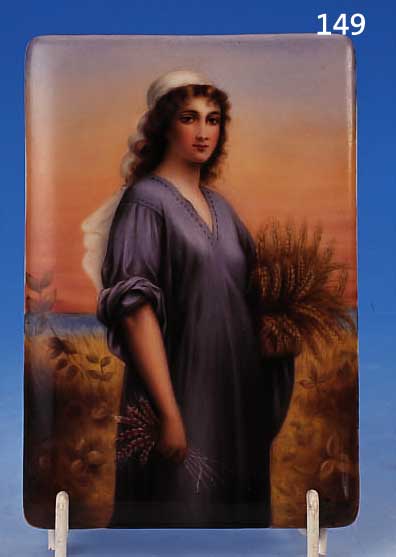 PORZELLANPLATTE, DRESDEN, ENDE 19. JH., SEHR FEINE BUNTE BEMALUNG, DARST. DER RUTH AUF DEM FELD, QUALITäTVOLLE LASIERENDE MALE- REI, M. 15 ...