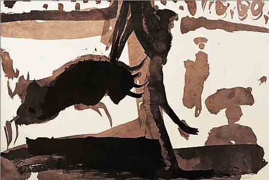 PICASSO, PABLO, 1881-1973, TORROS, LITHO- GRAPHIE, NUM. 36/50, LEICHT GEBRäUNT, CA. 42 X 53 CM, PP