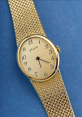 GLASHÜTTE ARMBANDUHR, EHEM. DDR PROD., UM 1985, HARTVERG., BODEN GEDR., HANDAUFZUG, BASISKAL. 09/20, UNGETR. LAGERW., EZ 0-1