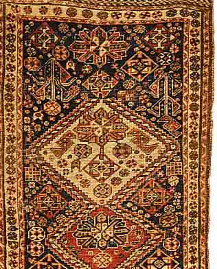 GASHGAI, PERSIEN, 126 X 77CM, WOLLE AUF WOLLE, EHZ 4, UM 1900, (KL.LOCH)
