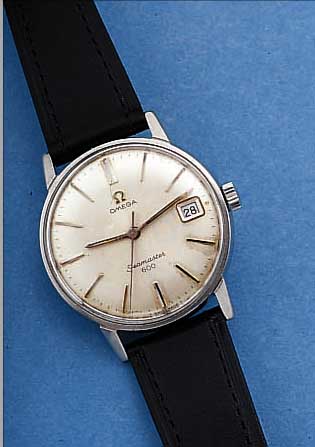 OMEGA HERRENARMBANDUHR SEAMASTER 600, REF.- NR. 136-011, SCHWEIZ UM 1964, EDELST., BODEN GESCHR., BLATT FL., WERK VERG., HANDAUFZUGKAL.611, ...