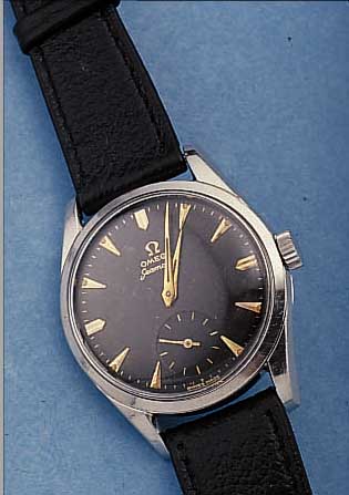 OMEGA HERRENARMBANDUHR SEAMASTER, REF.-NR. 2937-1, SCHWEIZ UM 1957, EDELST., ORIG.-BLATT FL., VERG. RUNDANKERW., 17 ST., HANDAUFZUGKAL.267, ...