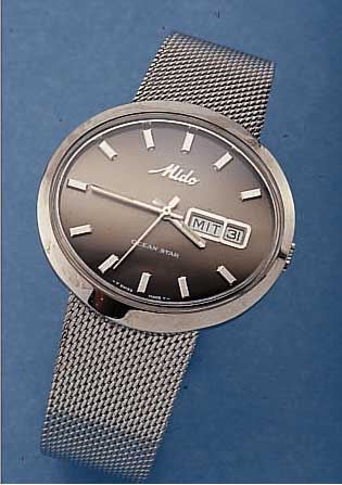MIDO HERRENARMBANDUHR OCEAN-STAR AUTOMATIK, SCHWEIZ UM 1978, EDELST. INCL. EDELST.-FLECHT-BAND, EINSCHALENGEH., TAG U. DATUM, SCHNELL- SCHALTUNG ...