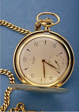 STOWA HERRENTASCHENUHR SAVONETTE, DEUTSCH- LAND UM 1950, WG-DOUBLE, 20 MICRON, HAUSMARKE DER FIRMA WALTER STORTZ, BEIDE SCHALEN STREI- FENDEKOR, ...