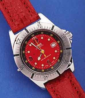 ORIS TAUCHERUHR AUTOMATIK, REF.-NR. 7457, SCHWEIZ UM 1992, EDELST. POL., BODEN U. KRONE GESCHR., BEI FERTIGST. WASSERD. BIS 200M, ...