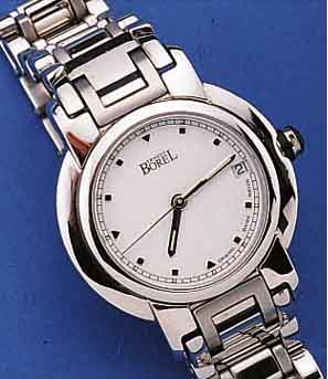 ERNEST BOREL HERRENARMBANDUHR AUTOMATIK, REF.-NR. 7403, SCHWEIZ UM 1992, EDELST. INCL. EDELST.-BAND, TEILW. SAT., TEILW. POL., GEH. ...