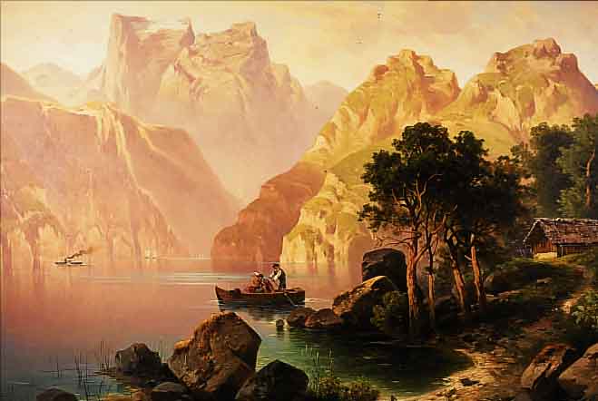PICK, ANTON, *1840 GöRZ - WIEN, STUDIERTE IN MAILAND BEI ALB. ZIMMERMANN UND IN VENEDIG,WIRKTE SEIT 1867 IN WIEN, HIER: GEBIRGSSEE MIT ...