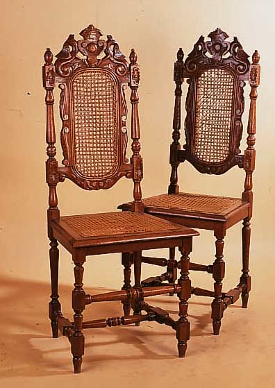 VIER STüHLE, GRüNDERZEIT, UM 1890, EICHE MASSIV, GESCHNITZT, KORBGEFLECHT, L. ALTERSSCHäDEN, H./SH.115/47CM