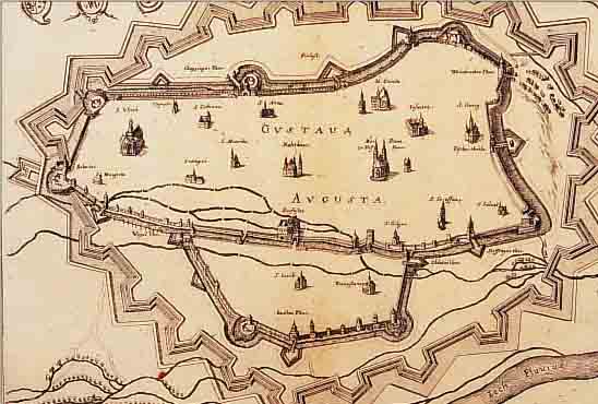 KONVOLUT VON 6 BLATT, MIT ANSICHTEN VON AUGSBURG U. UMGEBUNG: 1.) PLAN VON AUGSBURG AUS DER VOGELSCHAU V. M. MERIAN, 23 X 25,5 CM,2.) ...
