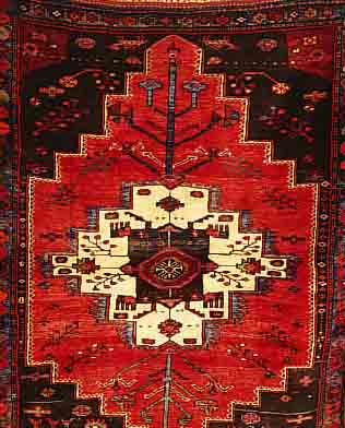 GHOCHAN,PERSIEN CA 140 X 115 CM. .WOLLE AUF WOLLE.EHZ 2-3.-CA 50 JAHRE.