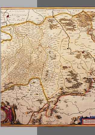 KONVOLUT VON 3 BLATT, MIT ALTKOLOR. KUPFER- STICHK. V. SACHSEN: 1.) ALTKOLOR. KUPFER- STICHK. U. GOLD GEHöHT V. BLAEU, CA. 1650, MISNIAE ...