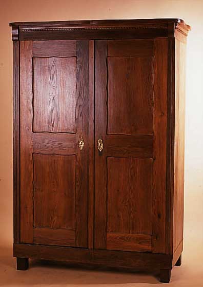SCHRANK, UM 1850, EICHE MASSIV, ZWEITüRIG, ZERLEGBAR, CA. 182 X 126 X, 60 CM, ALTERSBED. SCHäDEN, OHNE SCHLüSSEL