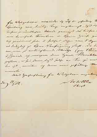 EIGENHäNDIGER BRIEF VON MOLTKE, DAT. 31. MäRZ 1852, ANKüNDUNG VON ZAHLUNGEN BZW. EINEM TREFFEN MIT BURKHARDT, SIEGEL- RESTE, L. ...