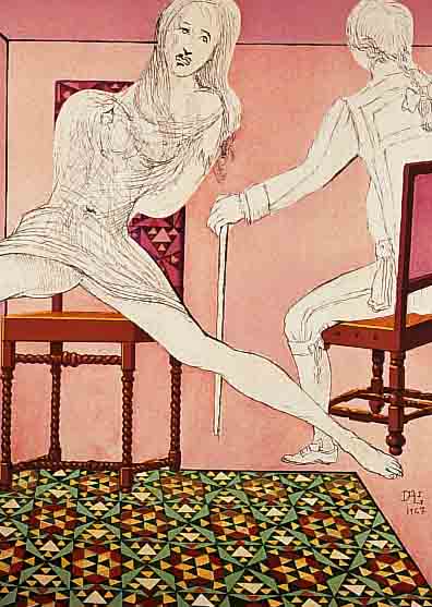 DALí, SALVADOR, 1904-1989, MARIANNE UND DER CHEVALIER, FARBLITHGRAPIE, HANDSIGNIERT U. NUM. 122/160, CA. 51 X 40 CM, WVZ MICHLER/ LöPSINGER ...
