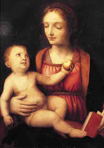 ALTMEISTERKOPIST, MADONNA MIT DEM KIND, QUALITäTSVOLLE KOPIE DES 19. JH., ÖL/LWD. (SORGF. REST.), RüCKS. BEZ. SOBOTKA, 52,5 X ...