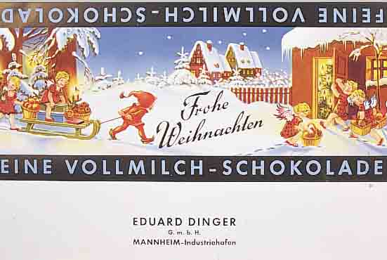 KONV. AUS 30 VERPACKUNGSMUSTERN FüR SCHOKOLA- DE, CA. 1930-70, BUNTE LITHOGR., VERSCH. MOTIVE AUCH WEIHNACHTS- U. OSTERMOTIVE, Z. B. TITANIA, ...