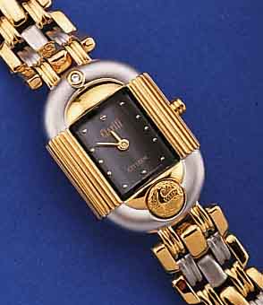 CITIZEN/CLARITI DAMENARMBANDUHR DESIGNERMODELL JAPAN UM 1990, METALL TEILW. RHOD., TEILW. HARTVERG., BOMB. SAPHIRGL., SCHMUCKST. üBER 12, ...
