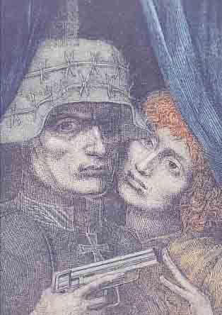 FUCHS, ERNST, PROF., GEB. 1930 WIEN, DER SOLDAT UND DAS MäDCHEN, FARBRADIERUNG, HANDSIGN. UND NUM. 39/99, CA. 17 X 16 CM, PP