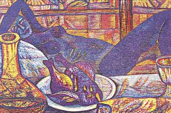 FEKETE, ESTEBAN, 1 X FARBHOLZSCHNITT: LA POULE, VON 1975, CA. 24 X 35 CM; 1 X IRISCHER TORF, FARBOFFSET NACH EINEM ...