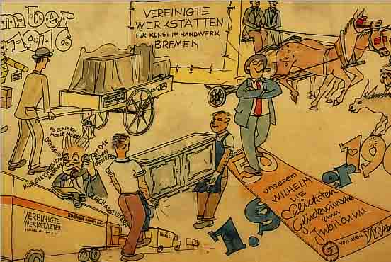 JUBILäUMSGESCHENK DER VEREINIGTEN BREMER WERKSTäTTEN, 1966, 50JäHRIGES JUBILäUM, CA. 37 X 62 CM