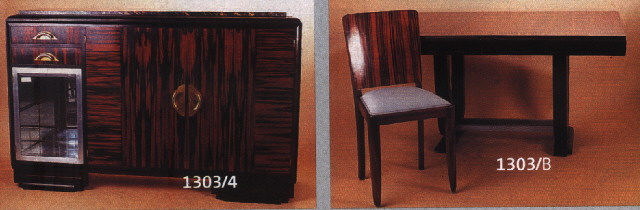ART-DECO-SPEISEZIMMER, FRANKR., UM 1920/30, PALISANDER FURNIERT, BEST. AUS: GROSSEM SIDE- BOARD CA.: 106X170X49CM; KL. SIDEBOARD, CA. 98X126X45 ...