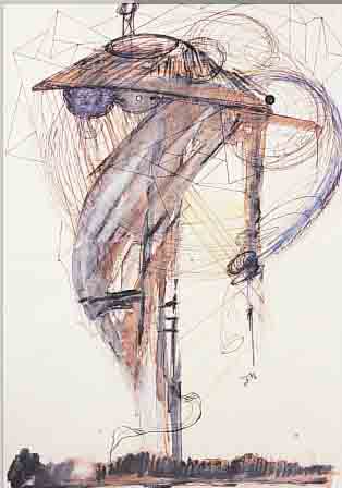 FRIELING, FLORIAN, AQUARELL üBER TUSCHFEDER, HANDSIGN., DAT. 77, CA. 41 X 29 CM, PP, U.GL., R.