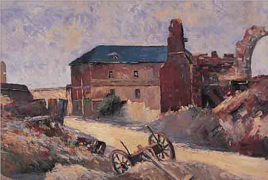 UNBEKANNTER MüNCHNER MALER, UM 1900, GEHöFT IN FRANKREICH, ÖL/MALKARTON, LI. U. UNLESERLICH BESCHRIEBEN UND SIGNIERT, CA. 44 X 54 ...
