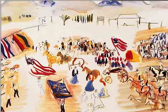 DUFY, RAOUL, PARADE A TUCSON ARIZONA, FARBLITHOGRAPHIE NACH EINEM AQUARELL, ED. ADAGP PARIS 1959, CA. 35 X 25 CM, PP