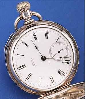 WALTHAM HERRENTASCHENUHR SAVONETTE, C.S. BARTLETT, USA UM 1883, MüNZSILBER, SCHWERE AUSF. BER., EMAILBL. SIGN., FEIN HAARR., ...
