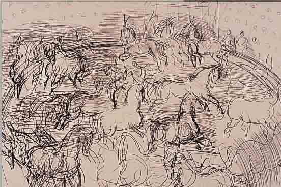 DUFY, RAOUL, LE CIRQUE, FARBLITHOGRAPHIE AUFBüTTEN, GEDRUCKT VON DRAEGER FRERES PARIS 1949NUM. 343/1000, CA. 28 X 37 CM