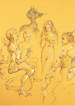 FINI, LEONOR, EROTISCHE SZENE, FARBRADIERUNGAUF BüTTEN, HANDSIGN., NUM. 125/290, CA. 39 X 29 CM