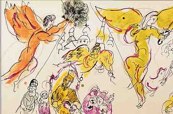 CHAGALL, MARC, MOUSSORGSKY ET MOZART, FARBLITHOGRAPHIE, CA. 32 X 48 CM