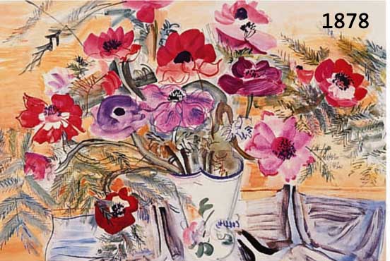 DUFY, RAOUL, 1877-1953, ANEMONES, FARBLITHOGRAPHIE AUF BÜTTEN, GE- DRUCKT VON DRAEGER FRERES PARIS 1949, NUM. 343/1000, CA. 28 X 37 CM