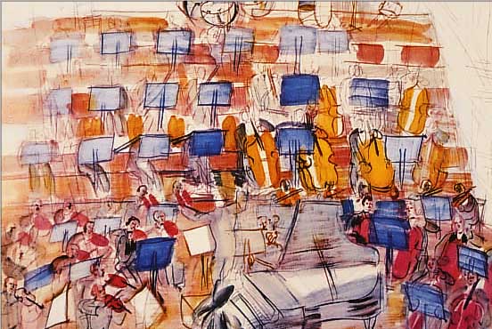DUFY, RAOUL, 1877-1953, ORCHESTRE, FARBLITHOGRAPHIE NACH EINEM AQUARELL, ED. ASAGP PARIS 1959, CA. 32 X 25 CM, PP