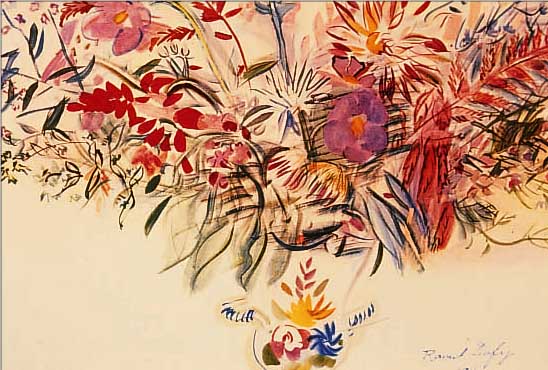 DUFY, RAOUL, 1877-1953, FLEURS DE CHAMPS, FARBLITHOGRAPHIE NACH EINEM AQUARELL, ED. ASAGP PARIS 1959, CA. 32 X 25 CM, PP