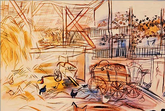 DUFY, RAOUL, 1877-1953, LA GRANGE, FARBLITHOGRAPHIE NACH EINEM AQUARELL, ED. ASAGP PARIS 1959, CA. 32 X 25 CM, PP