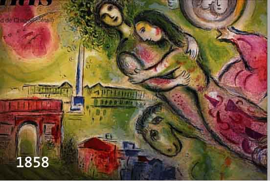 CHAGALL, MARC, 1887-1985, ROMEO ET JULIETTE,L'OPERA 1964, FARBLITHOGRAPHIE DES COMMISARIATGENERAL AU TOURISME, GEDRUCKT IN PARIS VON SORLIER ...