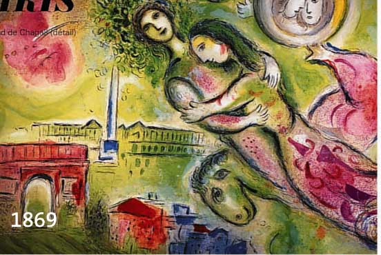 CHAGALL, MARC, 1887-1985, ROMEO ET JULIETTE, L'OPERA 1964, FARBLITHOGRAPHIE DES COMMISARIAT GENERAL AU TOURISME, GEDRUCKT IN PARIS VON SORLIER ...