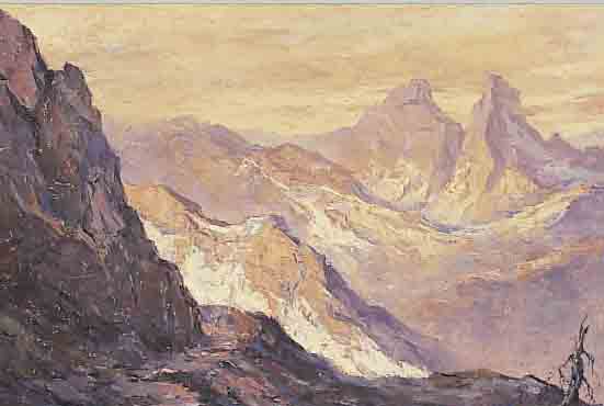 GABLER, HANS, 1908 BABENHAUSEN-1977 OBERST- DORF, LANDSCHAFT IM HOCHGEBRIGE, ÖL/HART- FASER, RE. U. SIGN., CA. 40 X 50 CM, RAHMEN BESCHäDIGT