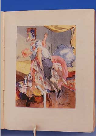 RENé BOYLESVE: LA LECON D`AMOUR DANS UN PARC, ILLUSTR. MIT 7 MEIST EROT. FARBLITHOS SIGN L. CLAUSS, ED. JEAN LANDRU, CHAMONIX 1946, 235S., RIVES
