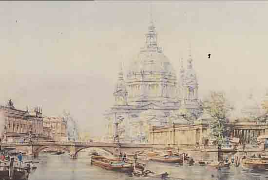 PUITT, WERNER, DEUTSCH, UM 1910, AQUATINTARADIERUNG, BEZ.: BERLIN-DOM UND BöRSE, HANDSIGN., CA. 29,5 X 44,5 CM, PP, U.GL., R.