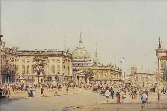 PUITT, WERNER, DEUTSCH, UM 1910, AQUATINTARADIERUNG, BEZ.: BERLIN- UNTER DEN LINDEN, HANDSIGN., CA. 29,5 X 44,5 CM, PP, U.GL., R.