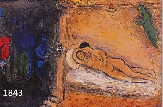 CHAGALL, MARC, 1887-1985, VIER FARBOFFSETS AUS DAPHNIS UND CHLOE, DOPPELBLäTTER MIT BUGFALTE, JE CA. 31 X 47 CM, PP