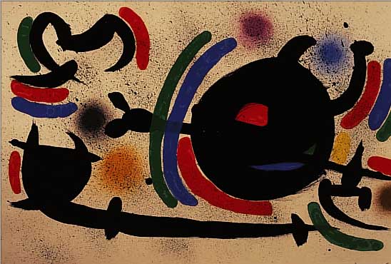 MIRO, JOAN, 1893-1983, FARBLITHOGRAPHIE, GEDRUCKT VON MOURLOT PARIS 1972, HANDSIGNIERT, NUM. LXIV/LXXX, CA. 35 X 53 CM, PP, ...